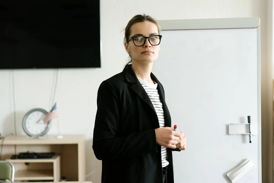 woman with glasses